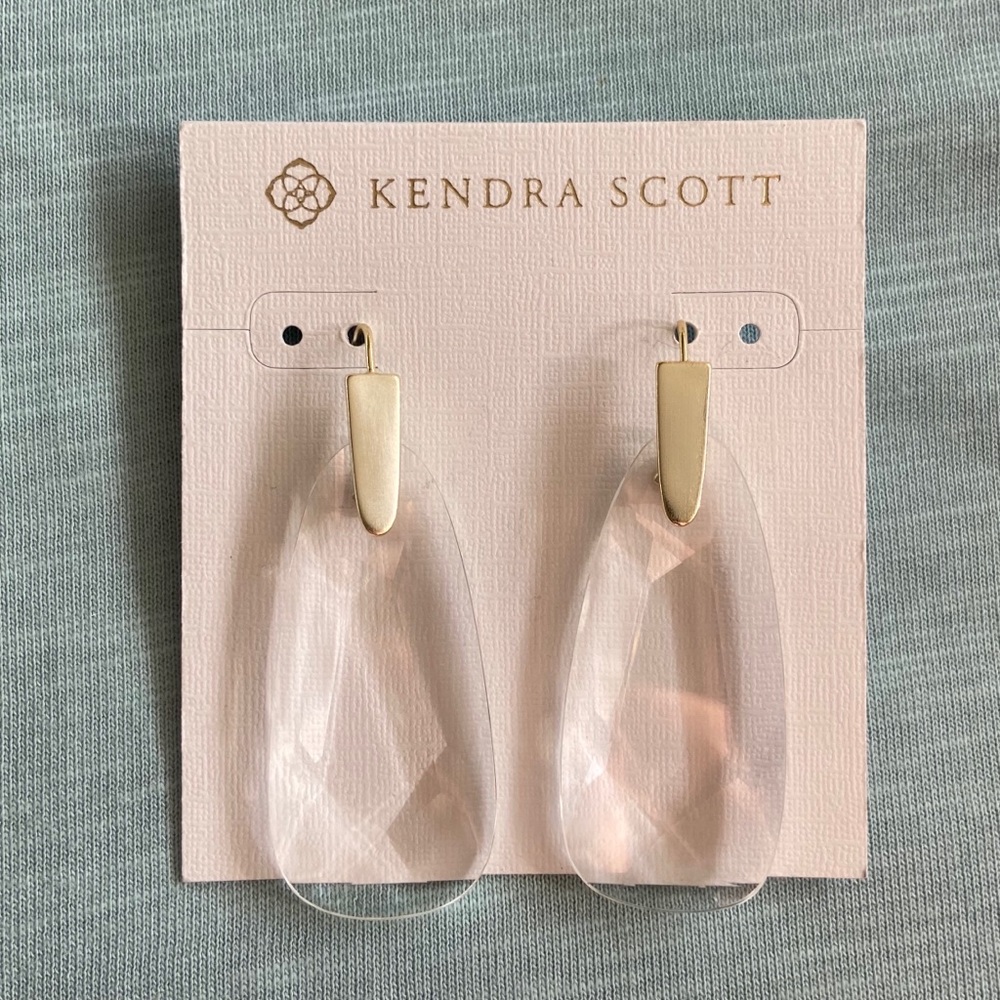 NEW Kendra Scott Maize Gold Earrings - Clear Glass